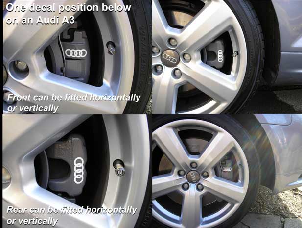 Audi RS factory style brake decals Light grey keyline