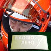 Schumacher fan Crash Helmet Visor sticker Piaggio Aero seriffo white on clear x2 