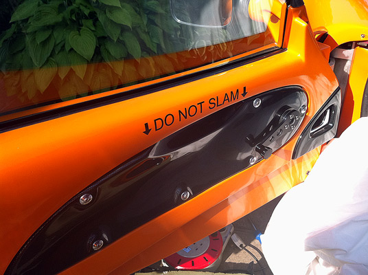 Lotus Exige do not slam sticker